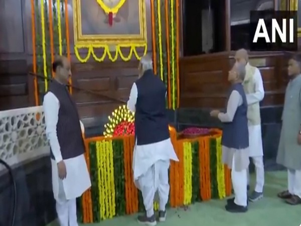 Om Birla, Mallikarjun Kharge, and others pay tribute to Bal Gangadhar Tilak on his birth anniversary in the Parliament premises. (PhotoANI)