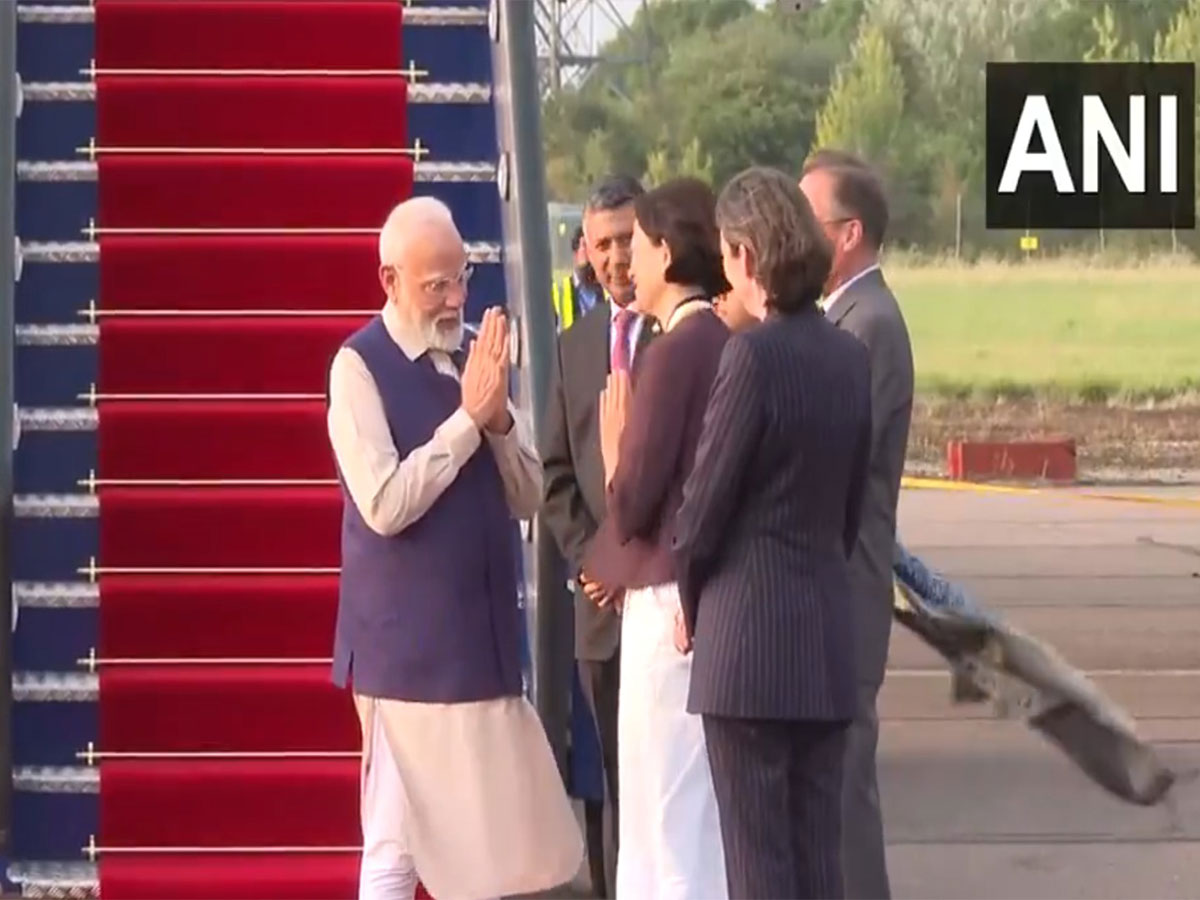 Prime Minister Narendra Modi arrives in London (Photo/ANI)