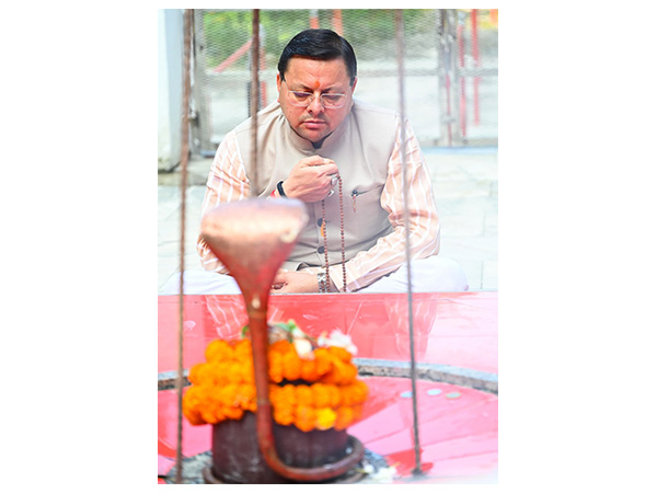 CM Dhami offering prayers at the Bharamal Baba Temple (Photo @pushkardhami)