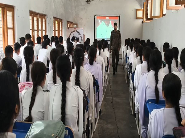 Indian Army officials at Government Higher Secondary School, Khour (Photo/ANI)