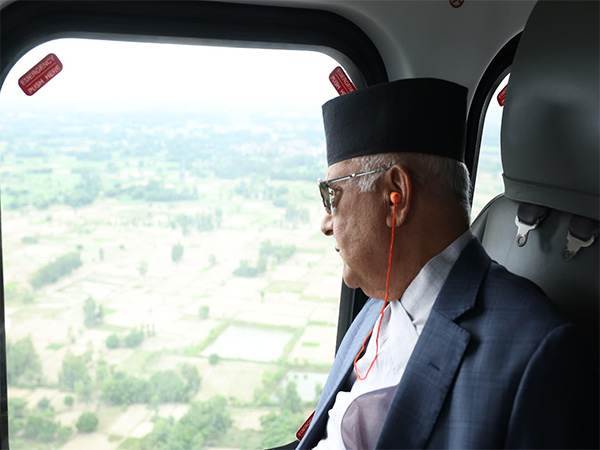 Nepali PM Oli makes aerial survey of Madhesh Province (Photo/ Nepal PM Secretariat)