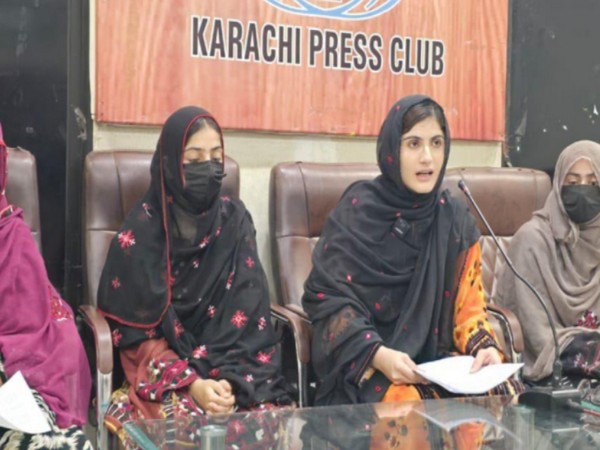 Sammi Deen Baloch speaking at the Press Conference (Photo/ TBP)