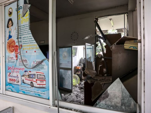 A view of broken windows at a damaged hospital, caused by Cambodia's shelling in Thailand (Image/Reuters)