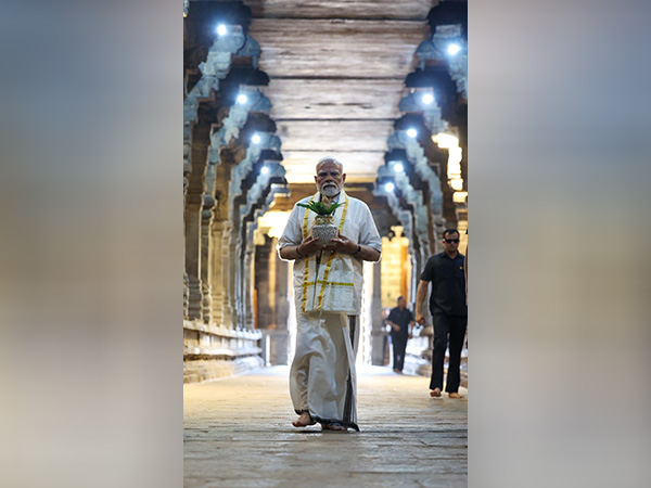 Prime Minister Narendra Modi at the Brihadisvara Temple, Gangaikonda Cholapuram (Photo/X@@narendramodi)