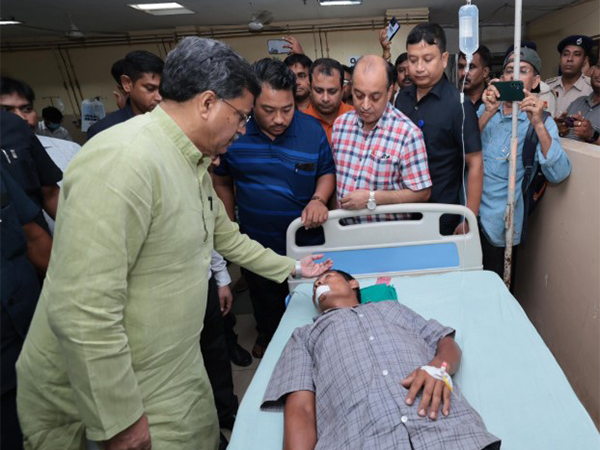 Tripura CM Manik Saha visiting the hospital to meet the injured BJP workers (Photo @DrManikSaha2)
