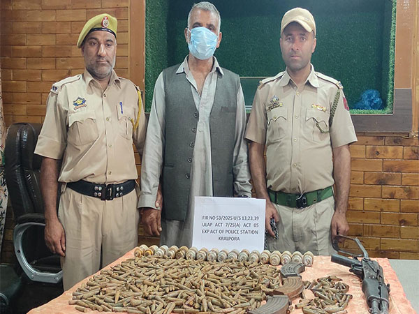 J-K: Security forces recover arms, ammunition in Kralpora, one person arrested (Photo/ANI)