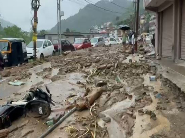 Roads badly affected due to rainfall in Mandi, Himachal Pradesh, (Photo/ANI)