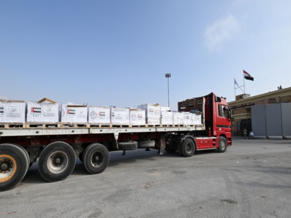Emirati humanitarian aid trucks enter Gaza (Photo/WAM)
