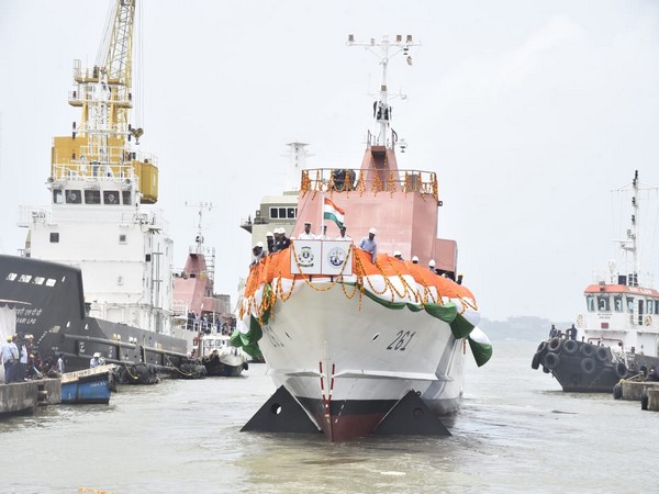 Indian Coast Guard's fifth fast patrol vessel “ATAL” launched by Goa Shipyard in Goa (Photo/Press Release)