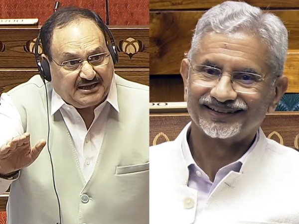 JP Nadda (L) S Jaishankar (R) during Parliament Monsoon Session (Photo: Sansad TV)