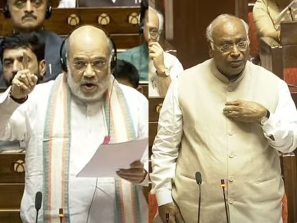 Union Home Minister Amit Shah and Rajya Sabha LoP Mallikarjun Kharge (Photo/Sansad TV)