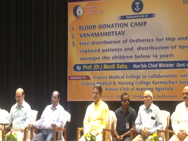 Tripura CM Manik Saha attends Blood Donation Camp at TMC Hospital, Hapania, Agartala. (PhotoANI)
