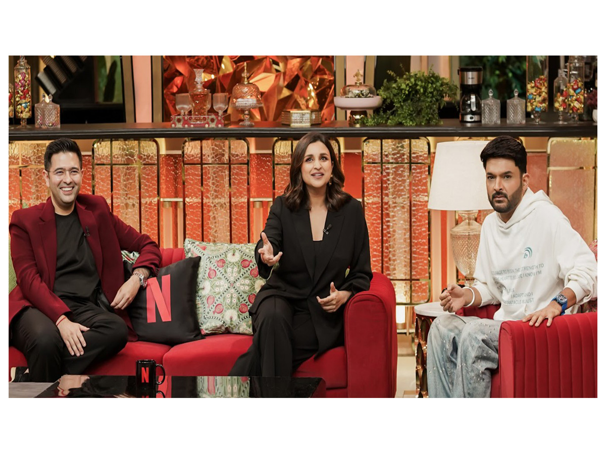 Raghav Chadha, Parineeti Chopra in The Great Indian Kapil Show (Photo/Netflix)