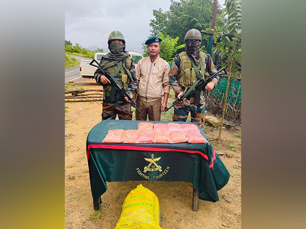 Assam Rifles with the seized Methamphetamine tablets. (Photo/AssamRifles)
