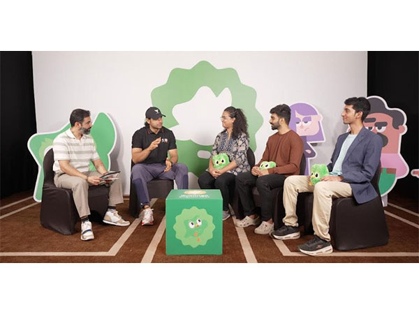 Olympic gold medallist Neeraj Chopra in conversation with Duolingo English Test takers Shalini, Shreyas, and Jesai during an exclusive fireside chat