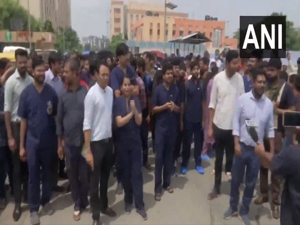RDA of AIIMS Patna holds protest. (PhotoANI)