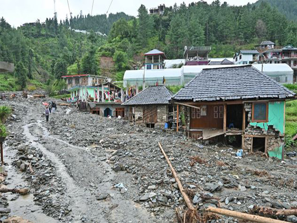 A view of damaged houses and debris after a cloudburst, at Thunag in Mandi (File Photo/ANI)