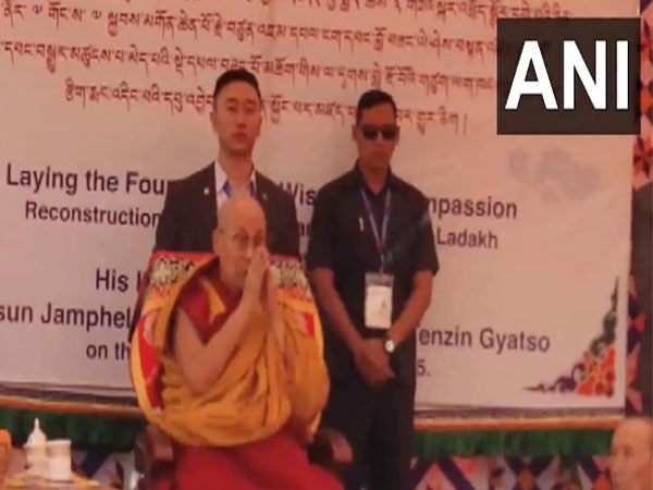  14th Dalai Lama lays foundation stone of Chokhang Vihara in Leh, Ladakh (Photo/ANI)