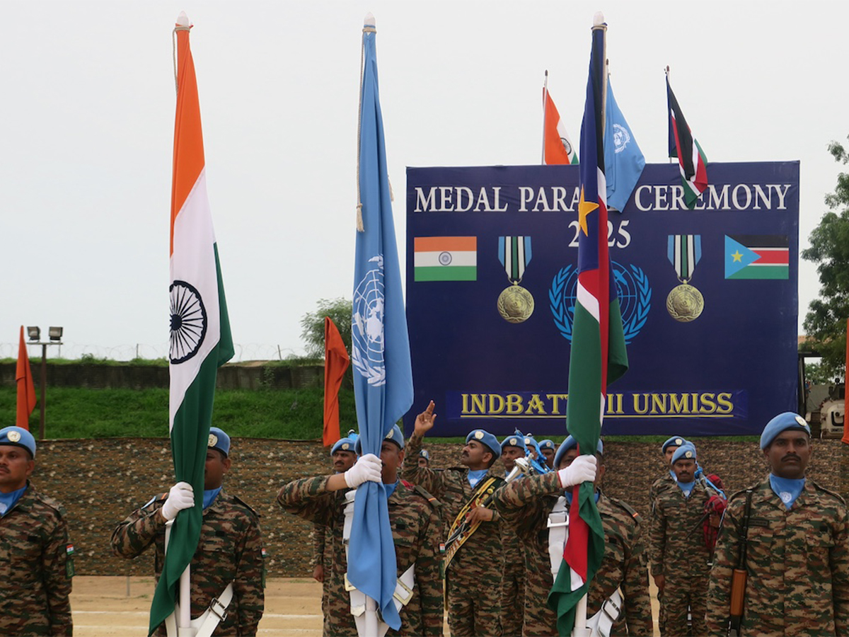 Medal Parade Ceremony where Indian peacekeepers in South Sudan were awarded UN Medals (Photo/ X@unmissmedia)