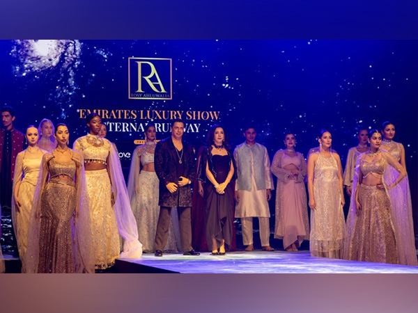 Madhur Bhandarkar walks as the showstopper for designer Rosy Ahluwalia at the Emirates Luxury Show in Dubai — a stunning moment of style and star power.