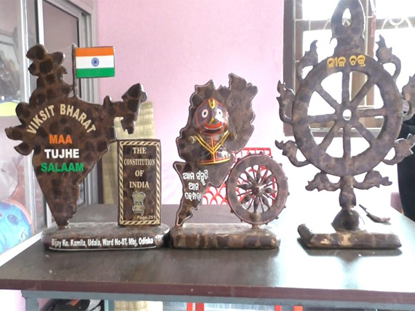 Art pieces created using coconut shell by Bijay Kamila (Photo/ANI)