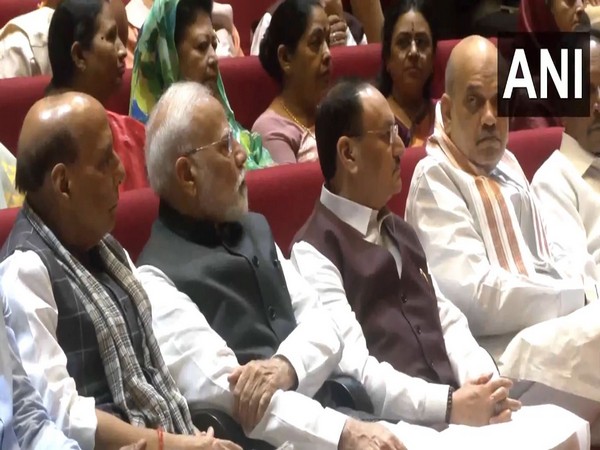 PM Narendra Modi, Defence Minister Rajnath Singh, Home Minister Amit Shah, BJP President JP Nadda at Parliamentary Party meeting (Photo/ANI)