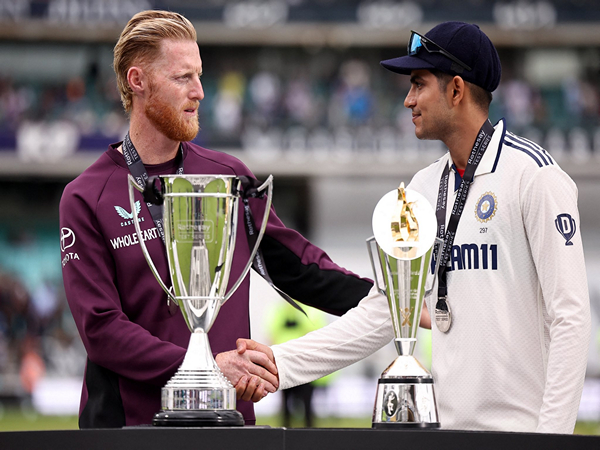 England skipper Ben Stokes and Indian skipper Shubman Gill. (Photo: @surreycricket X)
