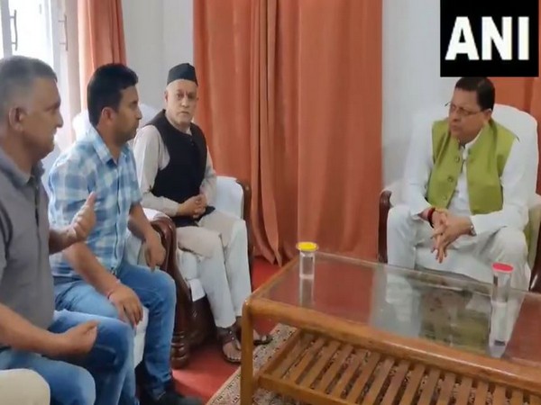 Uttarakhand CM Pushkar Singh Dhami meets the disaster victims of Dharali (Photo/ANI)