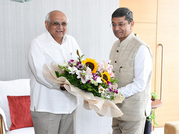 Gurdeep Singh, Chairman (NTPC), meets Chief Minister Bhupendra Patel (Photo/ANI)