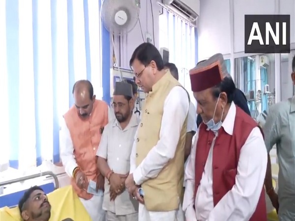 CM Dhami reached Uttarkashi hospital (Photo/ANI)