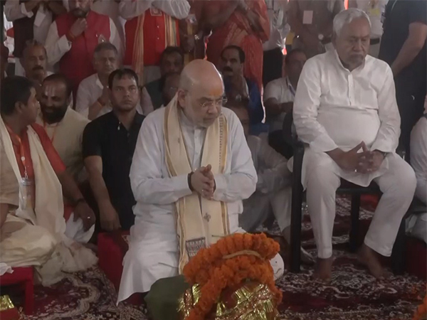 Union Home Minister Amit Shah laid foundation stone; Bihar CM Nitish Kumar also present on occassion(Photo/ANI)