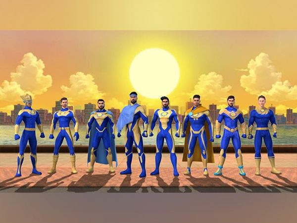 L-R: Will Jacks, Deepak Chahar, Rohit Sharma, Hardik Pandya, Jasprit Bumrah, Suryakumar Yadav, Tilak Varma and Trent Boult in animated Might Indians Avatar