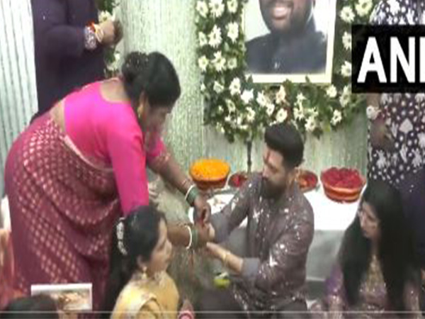 Union Minister Chirag Paswan celebrates Raksha Bandhan with family (Photo/ANI) 