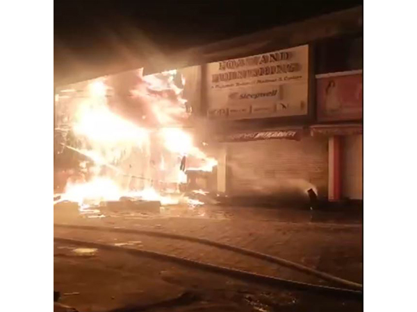 Fire breaks out in school bag shops in Bhiwani (Photo/ANI) Fire breaks out in school bag shops in Bhiwani (Photo/ANI)