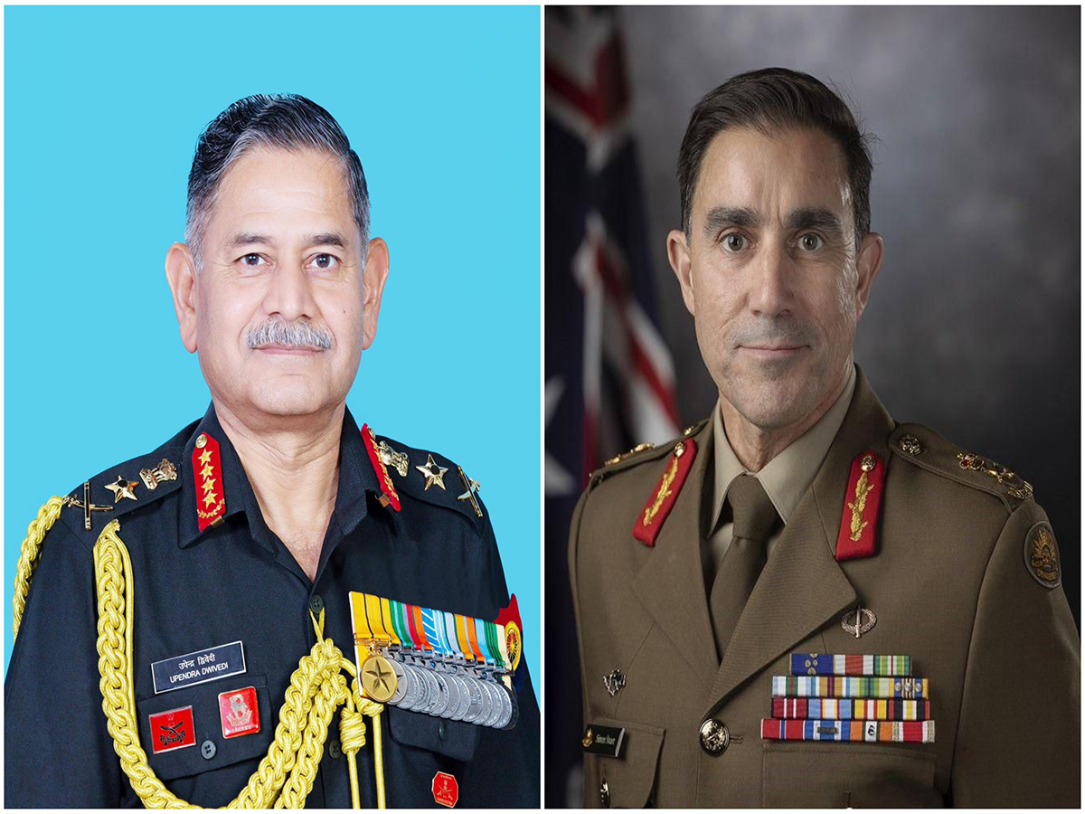 COAS General Upendra Dwivedi (left)  and Chief of the Australian Army, Lt Gen Simon Stuart (Photo/ Indian Army)