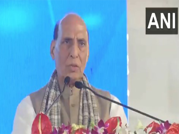 Defence Minister Rajnath Singh in Madhya Pradesh's Raisen (Photo/ANI)