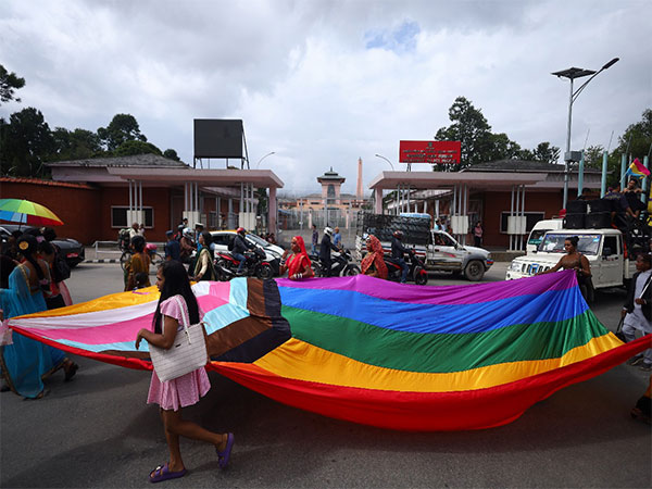 Nepali sexual minorities parade in Kathmandu, commemorate deceased colleagues on Gai Jatra. (Photo/ANI)