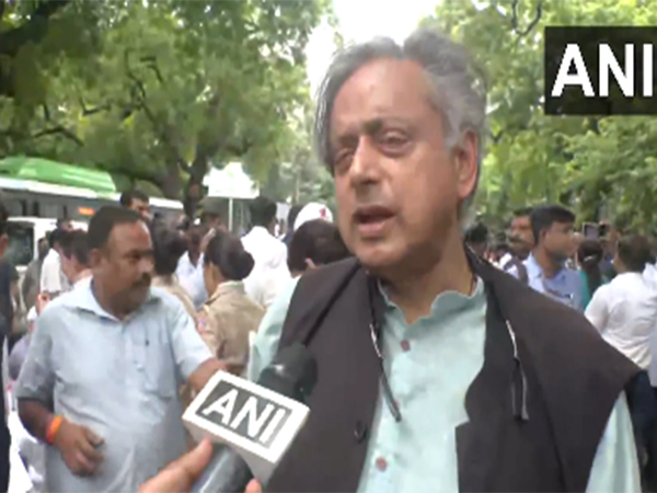 Congress MP Shashi Tharoor at INDIA bloc march (Photo/ANI) Congress MP Shashi Tharoor at INDIA bloc march (Photo/ANI)