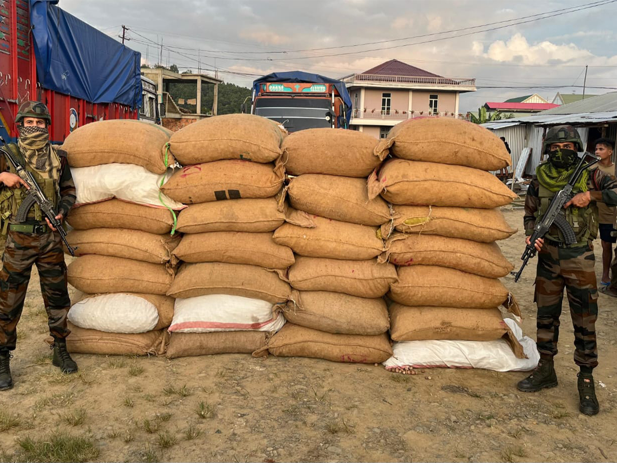 Assam Rifles intercepts illegal areca nuts. (Photo/ANI)