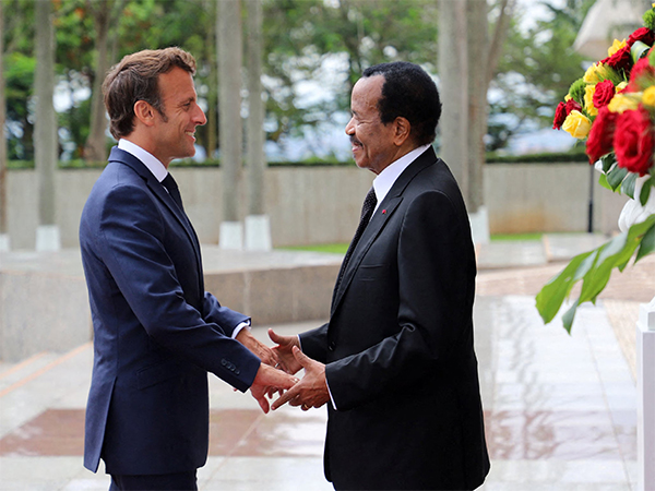 Cameroon President Paul Biya welcomes French President Emmanuel Macron at the presidential palace in Yaounde, Cameroon (File Photo/Reuters)