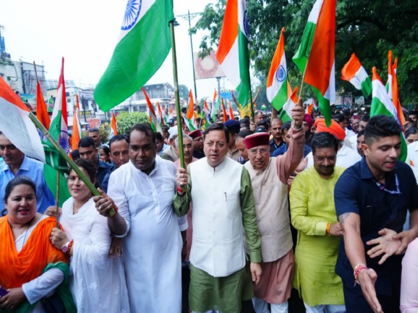 Uttarakhand Chief Minister Pushkar Singh Dhami during the Tiranga Yatra. (Photo/ANI)