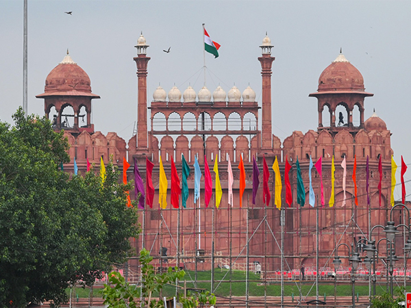 A view of Red Fort ahead of Independence Day. (Photo/ANI)