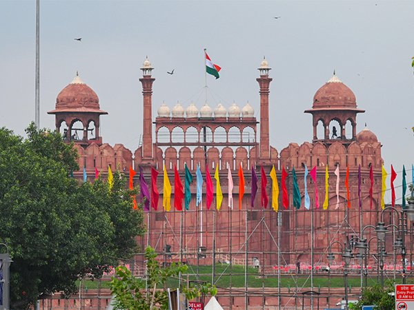A view of Red Fort ahead of Independence Day. (Photo/ANI)