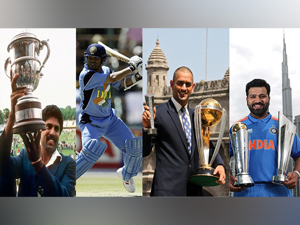 Kapil Dev, Sachin Tendulkar, MS Dhoni and Rohit Sharma. (Photo: BCCI/ICC)