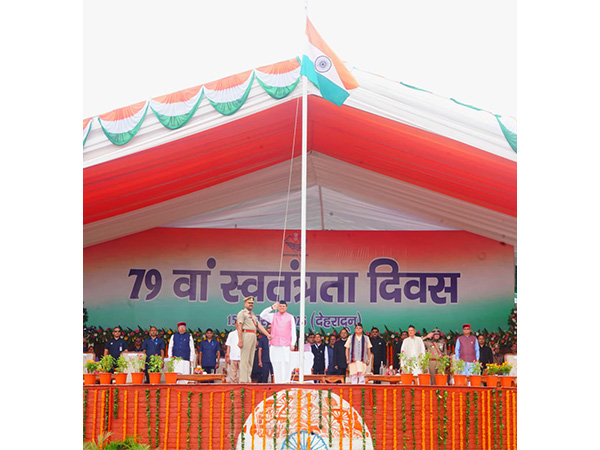 Uttarakhand Chief Minister Pushkar Singh Dhami hoisted the flag at Parade Ground, Dehradun (Photo/ANI)