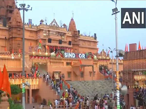 'Operation Sindoor' board is displayed at Mathura Krishna Janambhoomi temple to honour bravery of Indian Armed Forces. (PhotoANI)