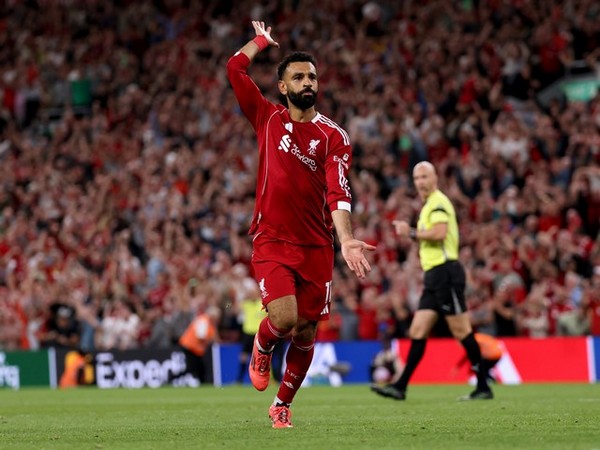 Mohamed Salah celebrating his goal. (Photo: @premierleague X)