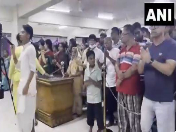 Devotees offer darshan of Lord Krishna and Goddess Radha at Dhaka’s ISKCON temple during the three-day Krishna Janmashtami celebrations (Photo/ANI)