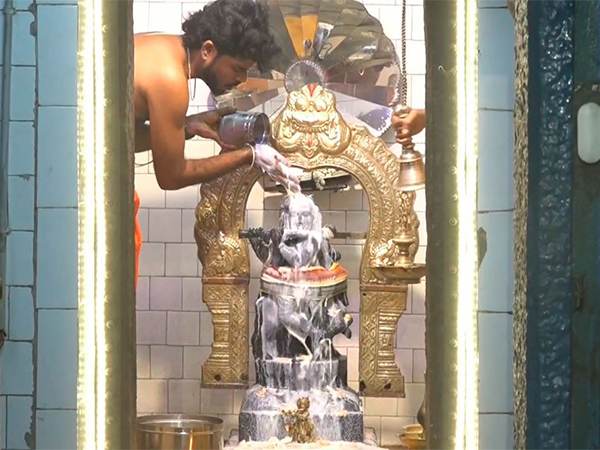 Priest performing rituals at Sri Venugopala Krishna Temple in Trichy (Photo/ANI)