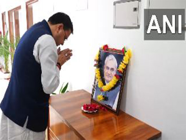 Uttarakhand Chief Minister Pushkar Singh Dhami pays tribute to former Prime Minister late Atal Bihari Vajpayee (Photo/ANI)